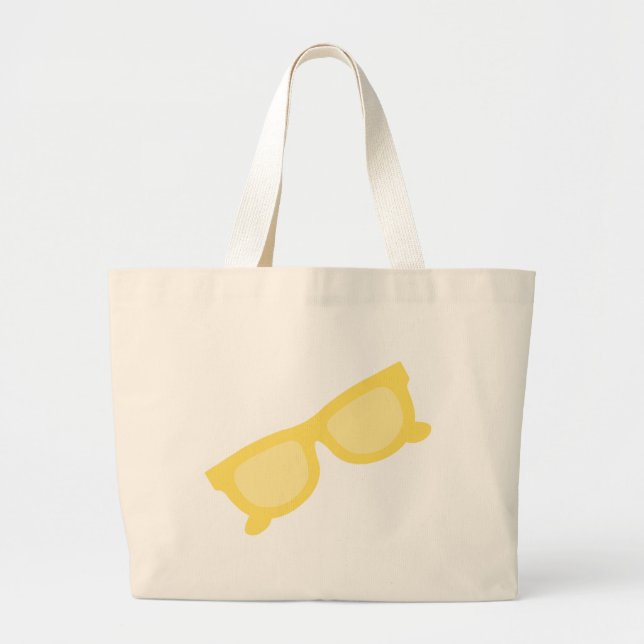 Summer sunglasses yellow hipster eyewear glasses large tote bag (Front)