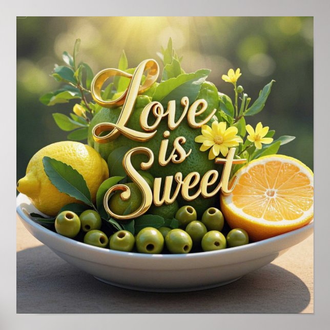 Summer sunny Lemons, olives, citrus slices  Poster (Front)