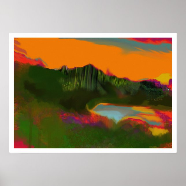 Summer Sunset Abstract landscape Poster (Front)