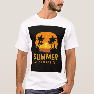 Summer Sunset Aesthetic | Vibrant Tropical Beach  T-Shirt