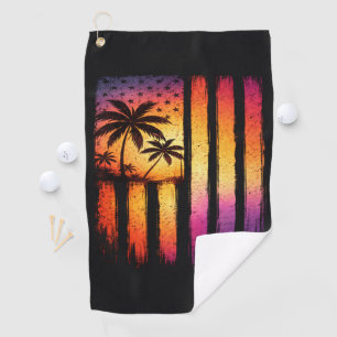 Summer Sunset American Vintage 4th Of July Golf Towel