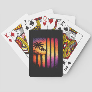Summer Sunset American Vintage 4th Of July Playing Cards
