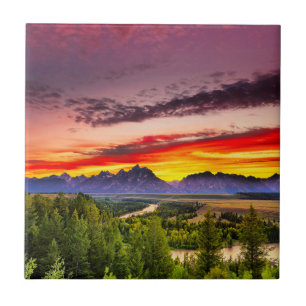 Summer Sunset at Snake River Overlook Ceramic Tile