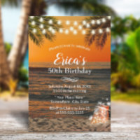 Summer Sunset Beach Glow Mason Jar 50th Birthday