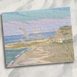 Summer Sunset Beach Jigsaw Puzzle<br><div class="desc">Transport yourself to the serene coastal bliss of a summer's day with this art print puzzle, capturing the essence of a tranquil beach scene. The soft pastel hues of blue, pink, purple, tan and creams, evoke the calming aura of a coastal sunset or sunrise, where the ocean's gentle surf kisses...</div>