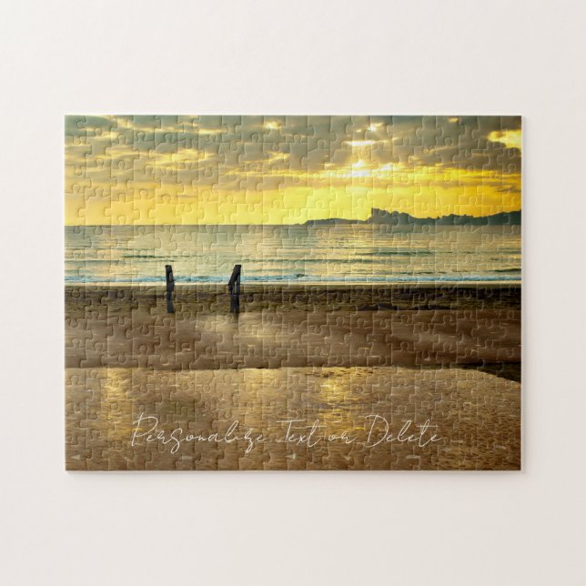 Summer Sunset Beach Seaside Landscape Personalised Jigsaw Puzzle (Horizontal)