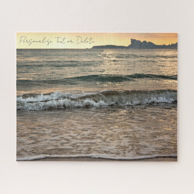 Summer Sunset Beach Seaside Landscape Personalised Jigsaw Puzzle (Horizontal)
