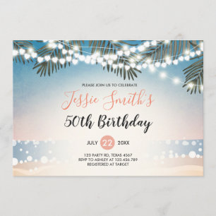 Summer Sunset Birthday Invitation String Lights