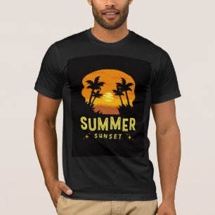 Summer Sunset Black T-Shirt   Aesthetic Beach Vibe