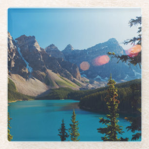Summer Sunset Moraine Lake, Canada Glass Coaster