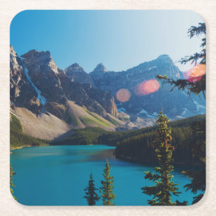 Summer Sunset   Moraine Lake, Canada Square Paper Coaster