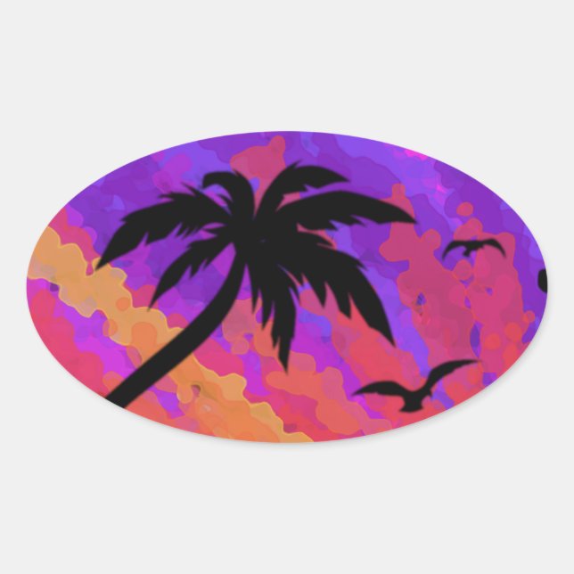 Summer Sunset Oval Sticker (Front)