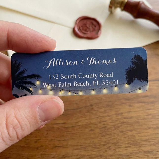 Summer Sunset Palm Beach String Lights Return Address Label (Creator Uploaded)