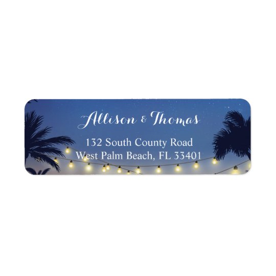 Summer Sunset Palm Beach String Lights Return Address Label