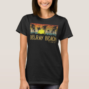 Summer Sunset Palm Tree Vintage Florida Delray Bea T-Shirt