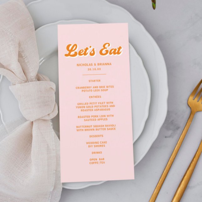 Summer Sunset Pink and Orange Tropical Wedding Menu (Creator Uploaded)
