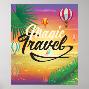 Summer Sunset Sky, Sea beach Magic Travel ART Poster