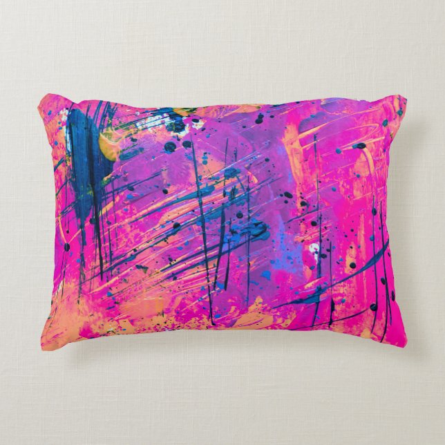 Summer Sunset Splatter Paint Abstract Decorative Cushion (Front)