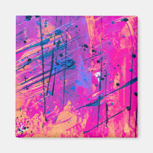 Summer Sunset Splatter Paint Abstract Magnet