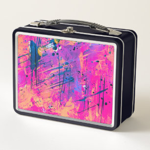 Summer Sunset Splatter Paint Abstract Metal Lunch Box