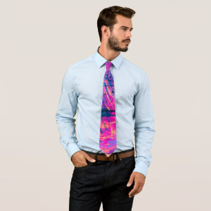 Summer Sunset Splatter Paint Abstract Tie