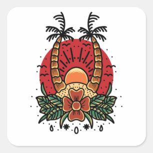 Summer Sunset Square Sticker