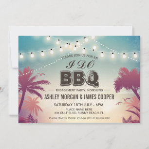 Summer Sunset String Lights I DO BBQ Engagement Invitation