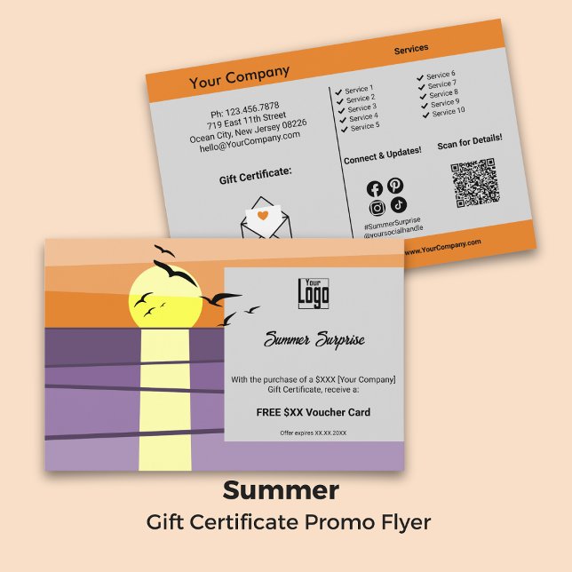 Summer Sunset Style · Gift Certificate Promo Flyer (Summer Sunset Style · Gift Certificate Promo Flyer)