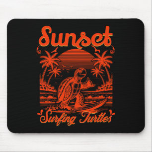 Summer - Sunset Surfing Turtles Mouse Pad