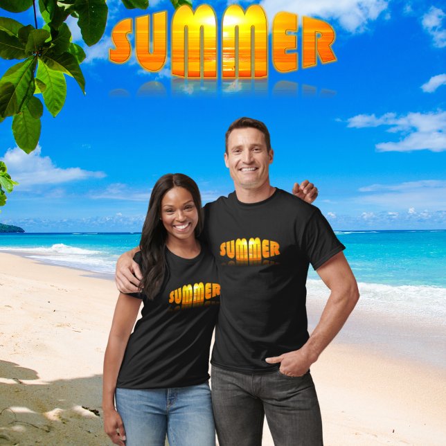 Summer Sunset Trendy Curved Text Effect T-Shirt (Creator Uploaded)