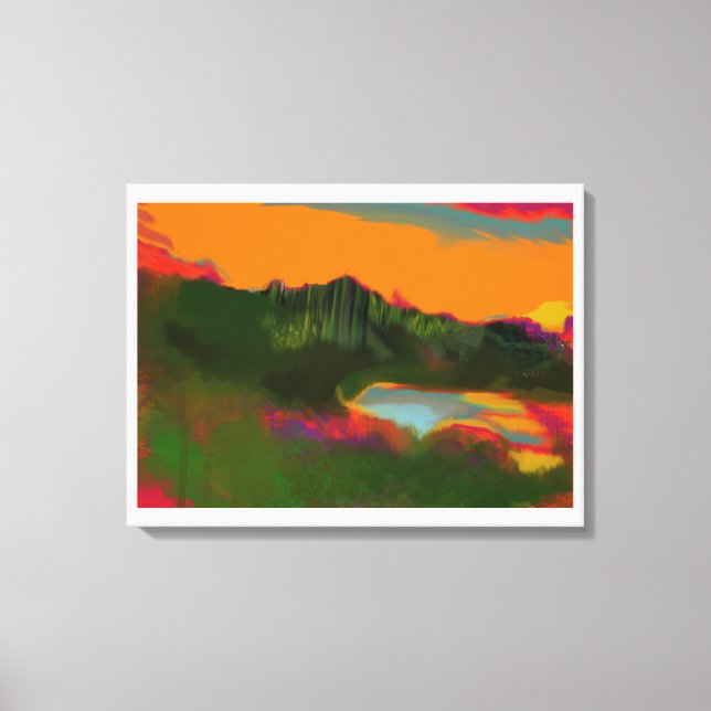 Summer Sunset Tropical Scene Canvas Print (Front)
