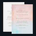Summer Sunset Watercolor All In One Wedding Invitation<br><div class="desc">This summer sunset watercolor all-in-one wedding invitation is perfect for your tropical beach boho wedding. Designed with minimalist,  orange-peach coral and dusty blue watercolor,  accompanied with simple rustic sandy gold typography. It's sure to match your modern bohemian coastal destination wedding vibes.</div>