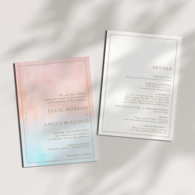 Summer Sunset Watercolor All In One Wedding Invitation (Creator Uploaded)
