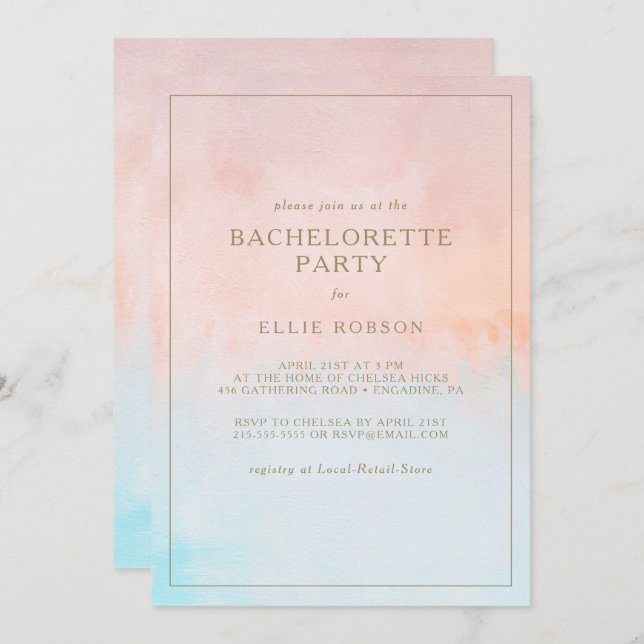 Summer Sunset Watercolor Bachelorette Party Invitation (Front/Back)