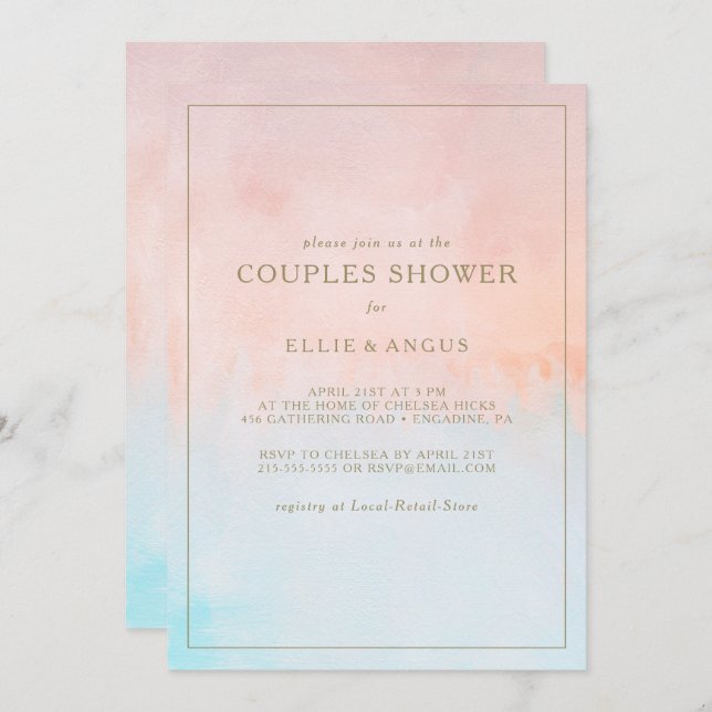 Summer Sunset Watercolor Couples Shower  Invitation (Front/Back)