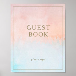 Summer Sunset Watercolor Guest Book Sign