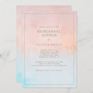 Summer Sunset Watercolor Rehearsal Dinner Invitation