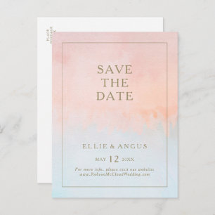 Summer Sunset Watercolor Save The Date Postcard