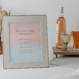 Summer Sunset Watercolor Signature Drinks Sign