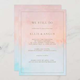 Summer Sunset Watercolor We Still Do Vow Renewal Invitation