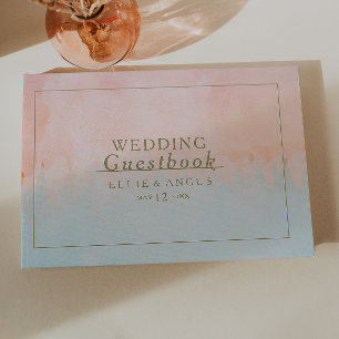 Summer Sunset Watercolor Wedding Guest Book