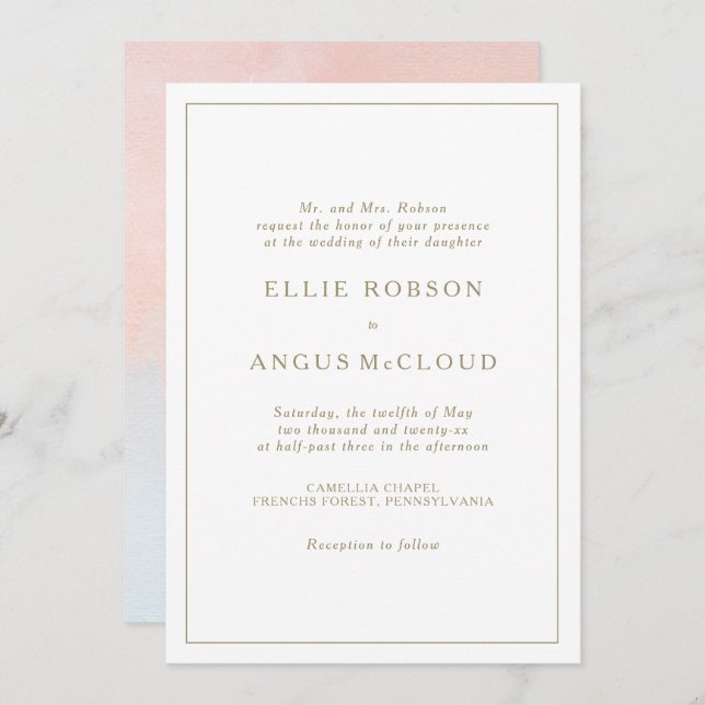 Summer Sunset Watercolor Wedding Invitation (Front/Back)
