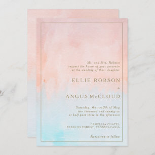 Summer Sunset Watercolor Wedding Invitation