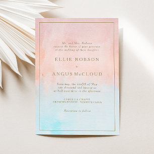 Summer Sunset Watercolor Wedding Invitation