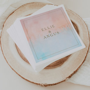 Summer Sunset Watercolor Wedding Napkins
