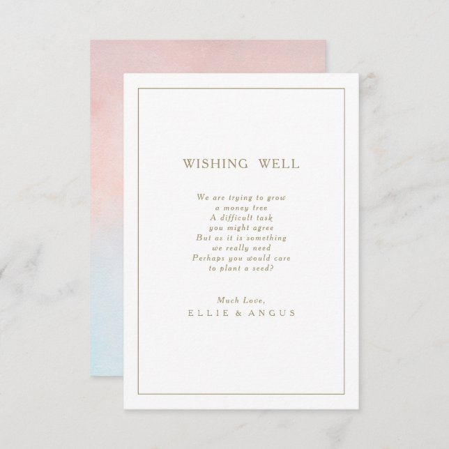 Summer Sunset Watercolor Wedding Wishing Well Card (Front/Back)