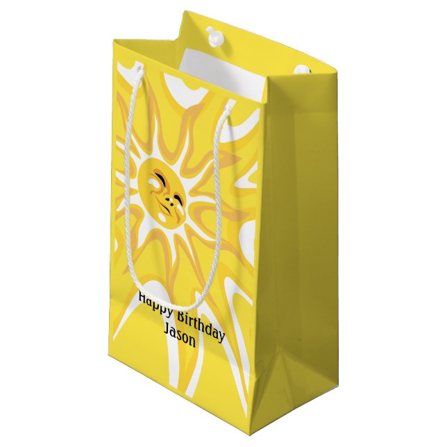 Summer Sunshine Birthday Small Sun Gift Bag (Front Angled)