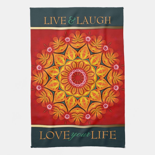 Summer Sunshine Floral Custom  Quote Towel (Vertical)