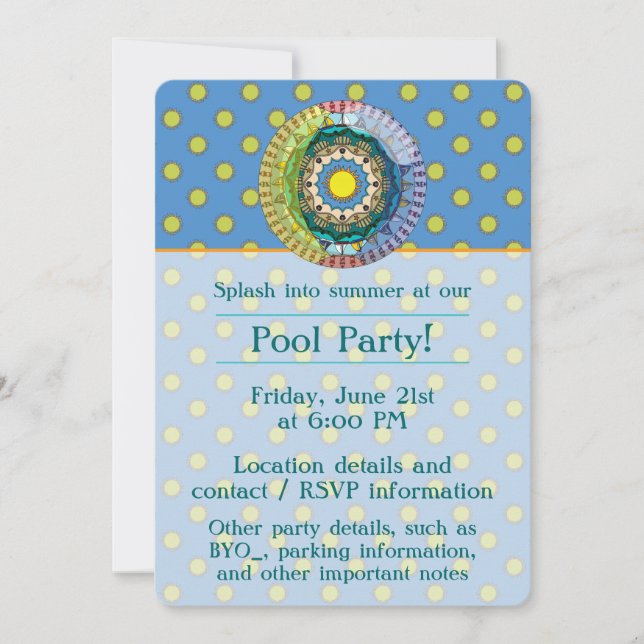 Summer Sunshine Party Invitation (Front)