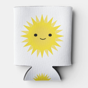 Summer Sunshine Smiling Cartoon Sun Can Cooler